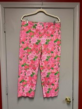 Lilly Pulitzer 12 Palm Beach Fit Pants Pink Floral Cropped