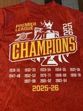 Arsenal Champion 2026 T Shirt Arsenal Premier League Champions Shirt Size L
