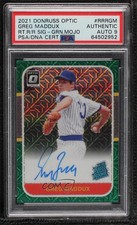 2021 Donruss Optic Green Mojo Prizm 7/15 Greg Maddux PSA Authentic Auto HOF q4j