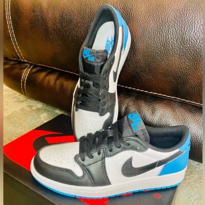 NEW! Unisex Nike Air Jordan 1 Retro Low OG Black & Blue Sneakers