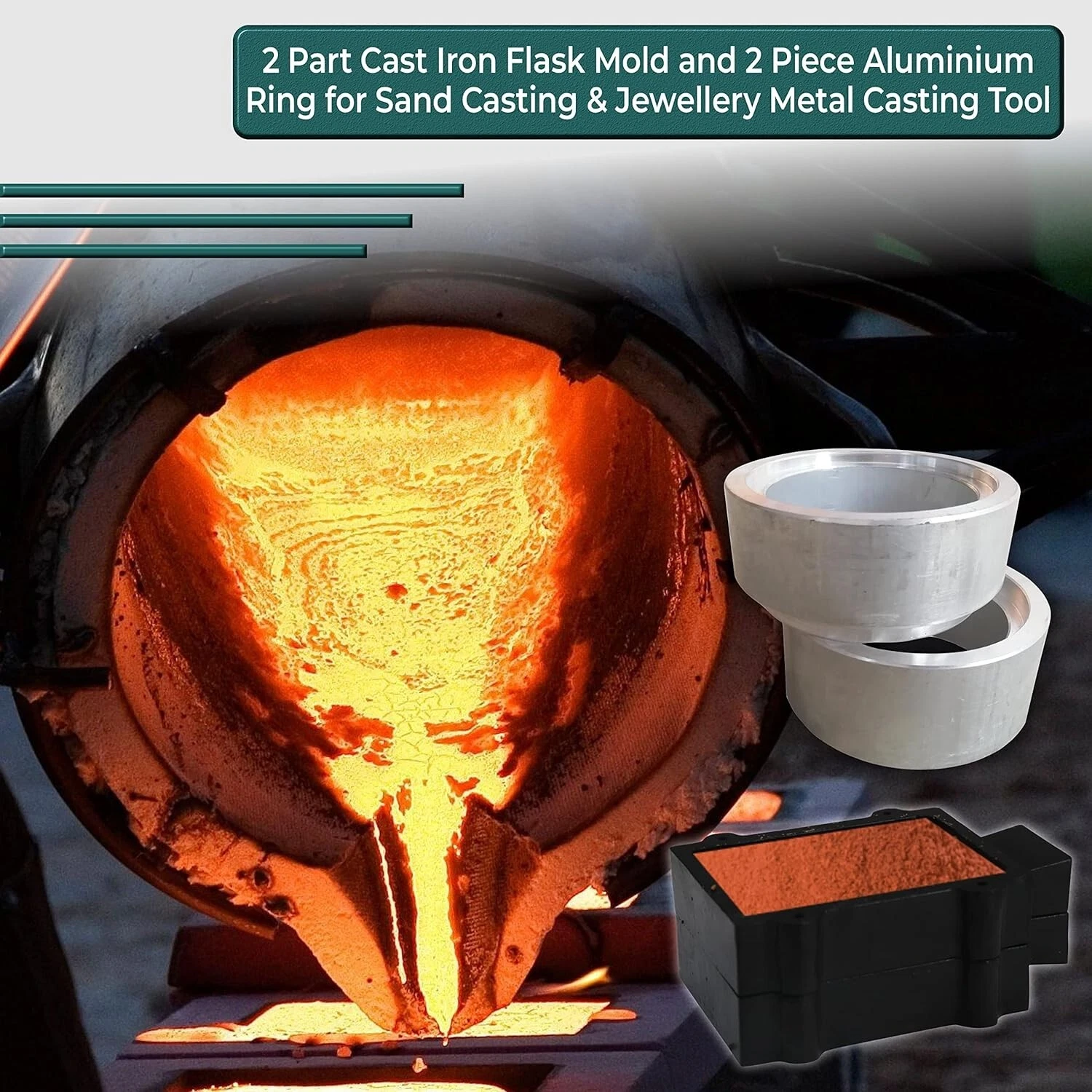 모래 주조 키트 - 주철 2부품 및 알루미늄 2부품 금형 | 델프트 클레이 페트로본드-Freehip.co.kr