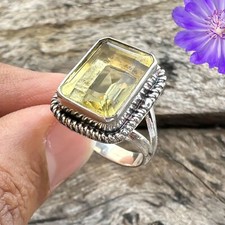 Yellow Citrine Gemstone 925 Sterling Silver Ring Handmade Jewelry Ring For Gift