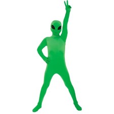 Kids Alien Morphsuit Boys Girls Green Space Bodysuit Costume for Halloween