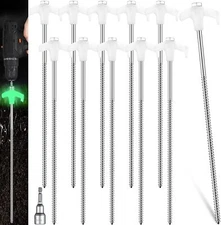 Hicarer 10 Pcs 12 Inch Tent Stakes Screw in Camping Stakes Heavy Duty Metal Spik