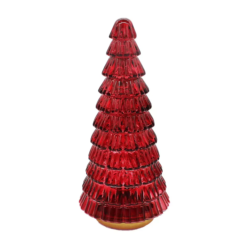 St. Nicholas Square® Red Glass LED Tree Table Decor Foto 2 de 4