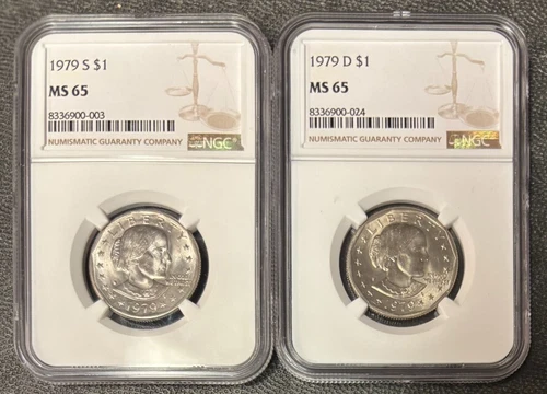1979-S/1979-D Susan B Anthony Dollars (MS 65) NGC 2 Coin Set
