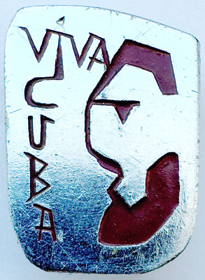 USSR SOVIET PIN BADGE. VIVA CUBA. FIDEL CASTRO. PRESIDENT. REVOLUTIONARY