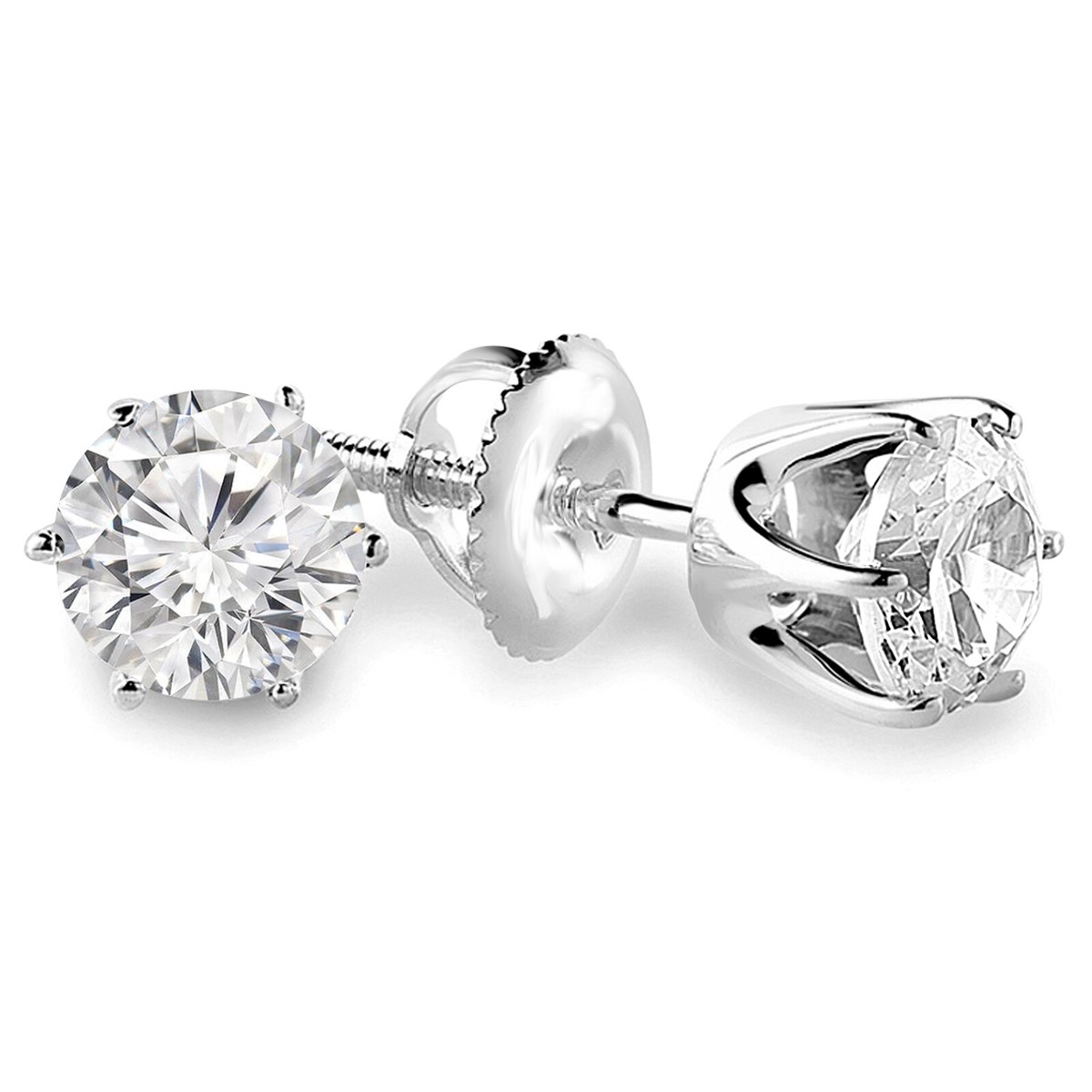 CT Round SI2 G Diamond Earrings 14K White Gold