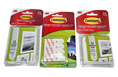 3M Command Strip - 3 PACK BUNDLE!!  -  16 lb / 12 lb / Poster Size