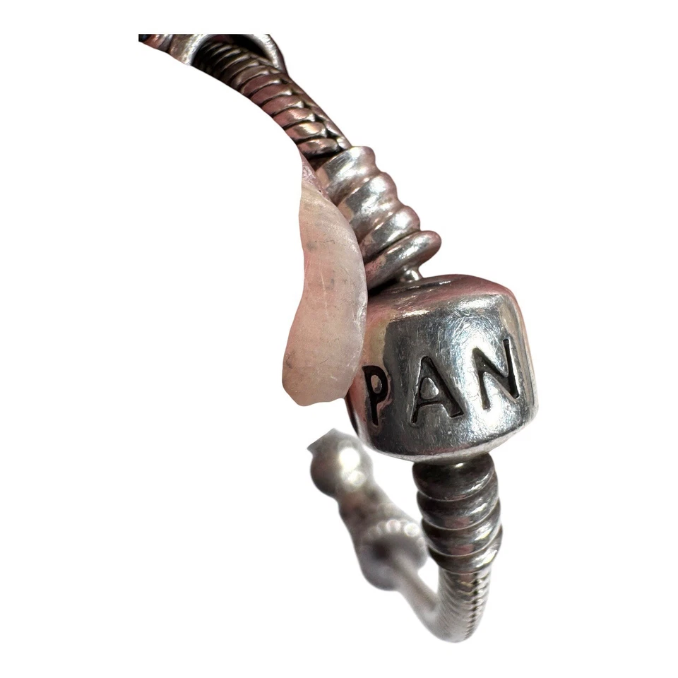 Pandora Silver Charm Bracelet Lot 8 Green Heart & Star Beads Baseball Sunflower - Image 3 of 4