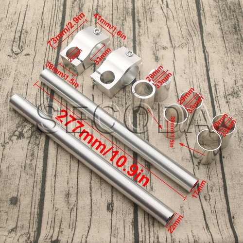 7/8'' Adjustable CNC Clip On Handlebars Fork Tube 280mm Silver Bar Motorcycle - Picture 6 of 6
