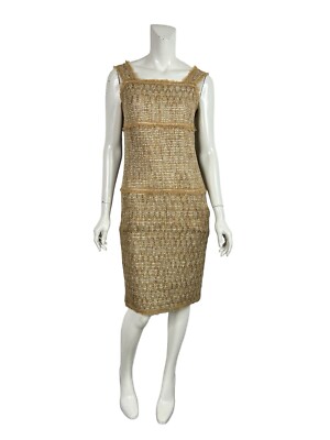 Vtg Chanel SS2005 Metallic Gold Tweed Dress FR38 | eBay