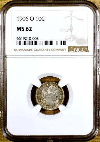 1906-O NGC MS62 Barber Dime - Better Date