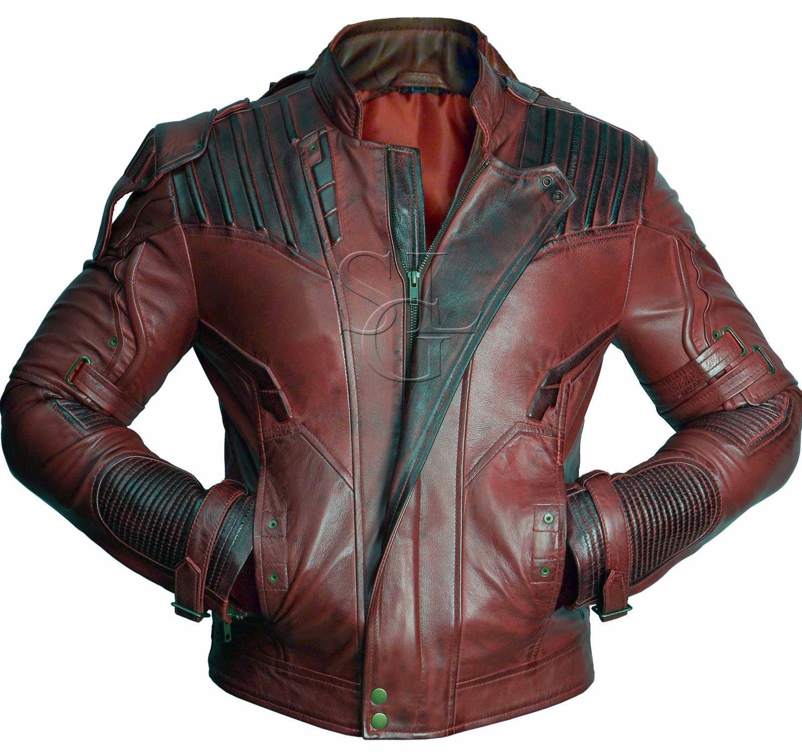 Chaqueta de Cuero Real Marrón Guardianes de la Galaxia 2 Estrellas Lord Chris Pratt Nueva con Etiquetas