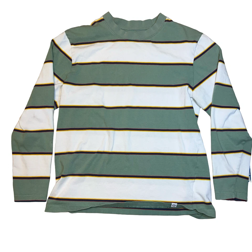 Camisa de skater Empyre manga larga a rayas talla mediana blanca verde Foto 3 de 4