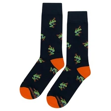 NWT Tree Frog Dress Socks Novelty Men 8-12 Black Crazy Fun Sockfly