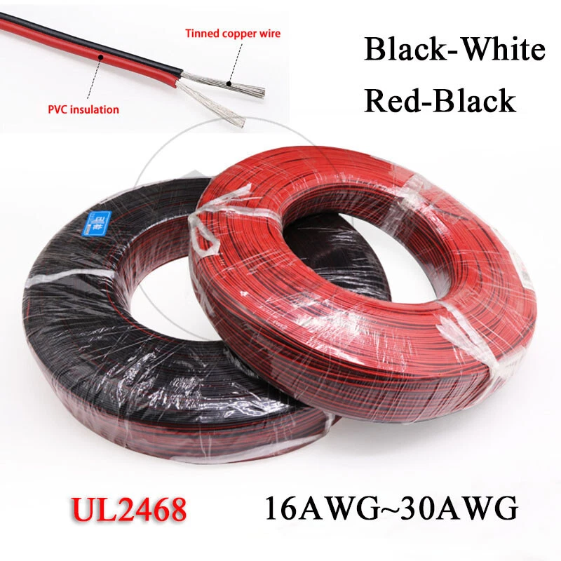 16~30AWG Double Core 2 Pin Cable PVC Flat Ribbon Electrical Stranded Wire UL2468 - Image 1 of 4