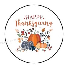 30 HAPPY THANKSGIVING ENVELOPE SEALS LABELS PARTY FAVORS STICKERS 1.5" ROUND