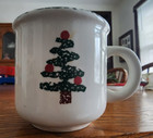 Christmas Tree Star Mugs (pair) 12 oz. Ceramic Furio FU05 Italy White Green ! — photo 1