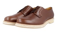 Prada Leder Derby Espadrilles Sohle Schuhe Business 2EG113 Braun NEU - 7,5 41,5