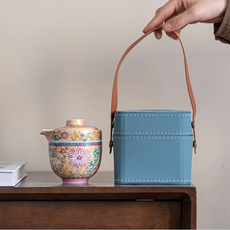 Фарфоровый чайный сервиз Jingdezhen с портативным пакетиком керамический чайник подходящие чайные чашки - Изображение 2 из 4