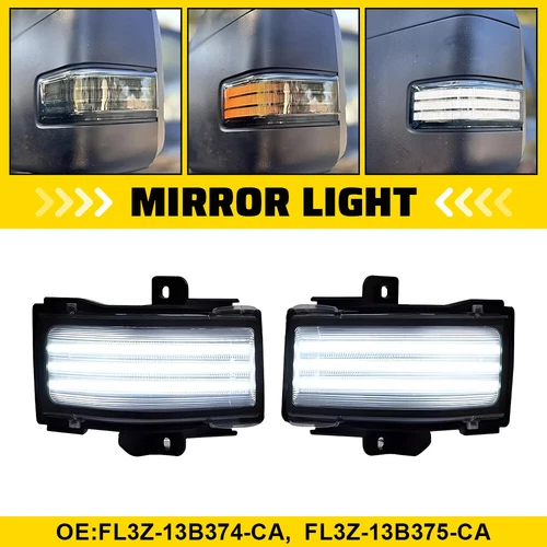 For Ford F250 F350 F450 F550 Super Duty Amber White LED Side Mirror Marker Light