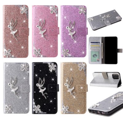 Angel Bling Flip Wallet Phone Case Cover For Samsung A21S A 71 51 91 20  A10E UK