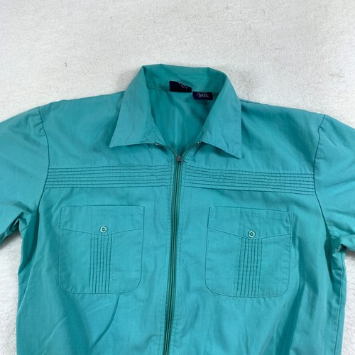 John Blair Jacket Mens Size M Blue Short Sleeve Lightweight Poly Cotton Full Zip - Picture 2 of 8