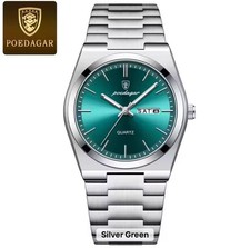 POEDAGAR Herren Uhr Quarz Edelstahl Wasserdicht Leuchtend Datum Wochentag …