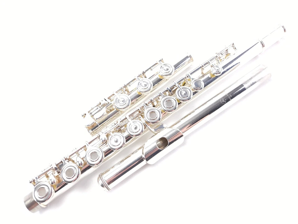 Flauta Yamaha 382 (~362) cabeza plateada intermedia pie B agujero abierto reacondicionada+ Foto 2 de 4