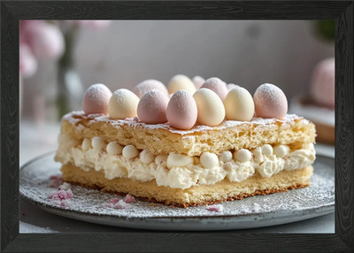 Elegante Ostertorte mit Ei Toppin gerahmtes Wandbild Poster Leinwanddruck Bild