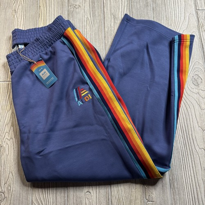 #ad Aldi Gear Wide Leg Bottoms Joggers Womens XL Logo Blue Rainbow Stretch 2025 New $32.97