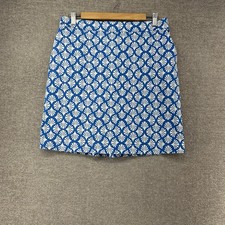 Boden A Line Skirt Women Size 10R Blue Geometric Elastic Waist Pockets Casual