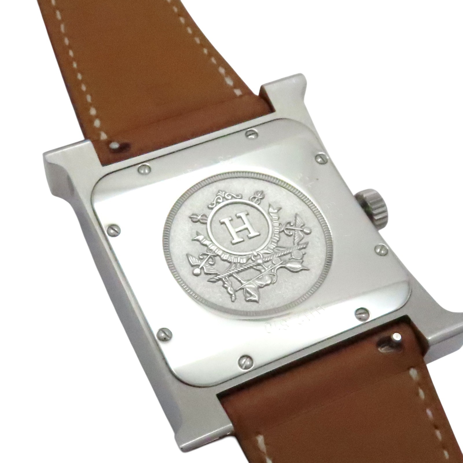 HERMES Heure H Watch Automatic White Dial Brown Leather Strap HH2.810.220 image 6