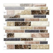 10 Sheets Peel and Stick Backsplash, Peel and Stick Tiles, Marble 12 12 Brown