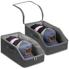 hat organizer for baseball caps-2PCS hat storage with transparent window stac...