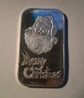 Vintage SilverTowne 1990 Santa Claus Merry Christmas 1 oz .999 Fine Silver Bar