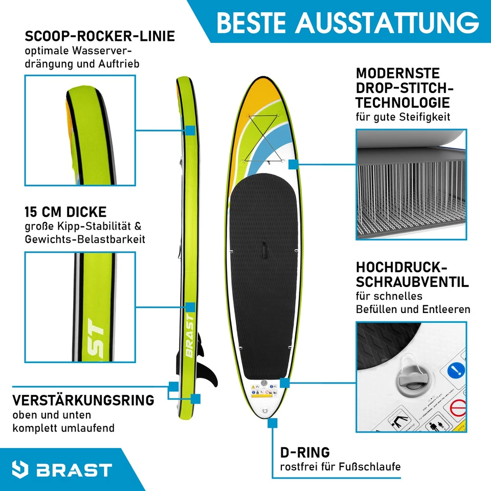 BRAST® SUP Board | Aufblasbares Stand up Paddling Set | 300/320/370cm - 2.Wahl - Bild 3 von 4