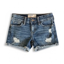    Abercrombie Kids Denim Midi Shorts Size 7/8 Distressed Rolled Hem