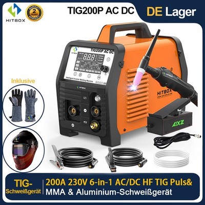 6IN1 AC/DC Aluminium WIG/MMA Schweißmaschine 200A Pulse Spot 240V &Fußpedal set