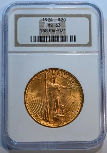 1924 Saint Gaudens $20 gold NGC  MS63  gold coin -  free shipping!!!