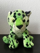 Aurora Green Leopard Plush Stuffed Animal Soft Toy Black Spots 12" Very Good