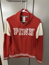 Women s Size Small Pink Women s Orange/Ivory Zippered Sweatshirt