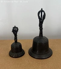 2 Tibetan Buddhist Bronze Ghanta Dril-bu Dorje Vajra Bell Meditation Bells
