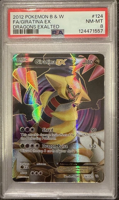 2012 POKEMON BLACK & WHITE DRAGONS EXALTED #124 FULL ART/GIRATINA EX PSA 8