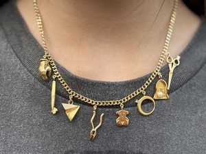 Authentic TOUS Silver Vermeil Job Charms Necklace Gold Plated Pearl Topaz Bear Pendant 16”