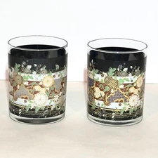 Vintage Oleg Cassini Double Old Fashion 14oz Whiskey Glasses Set of 2 - Signed 