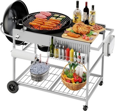 Grill Table for Weber 22'' & 18'' Original Kettle, Stand Cart for Jumbo Joe