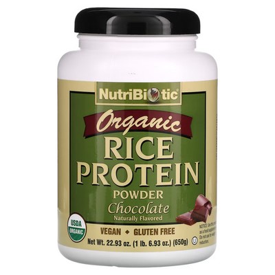 2 X NutriBiotic, Raw Organic Rice Protein, Chocolate, 1 lb 6.9 oz (650 g)