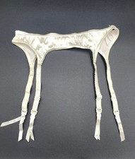 VTG Satin Ivory Garter Belt Style 7208 L-XL Nylon/Spandex